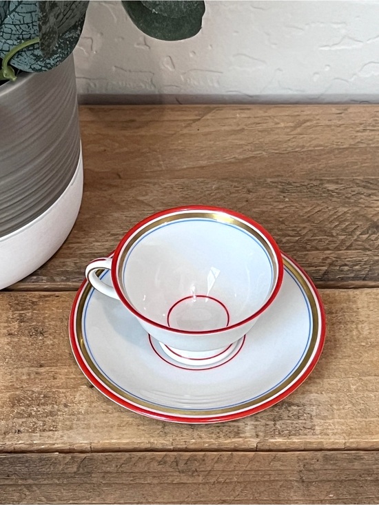Zeh Scherzer Other - Antique Zeh Scherzer Bavaria Art Deco Teacup & Saucer - Red & Gold